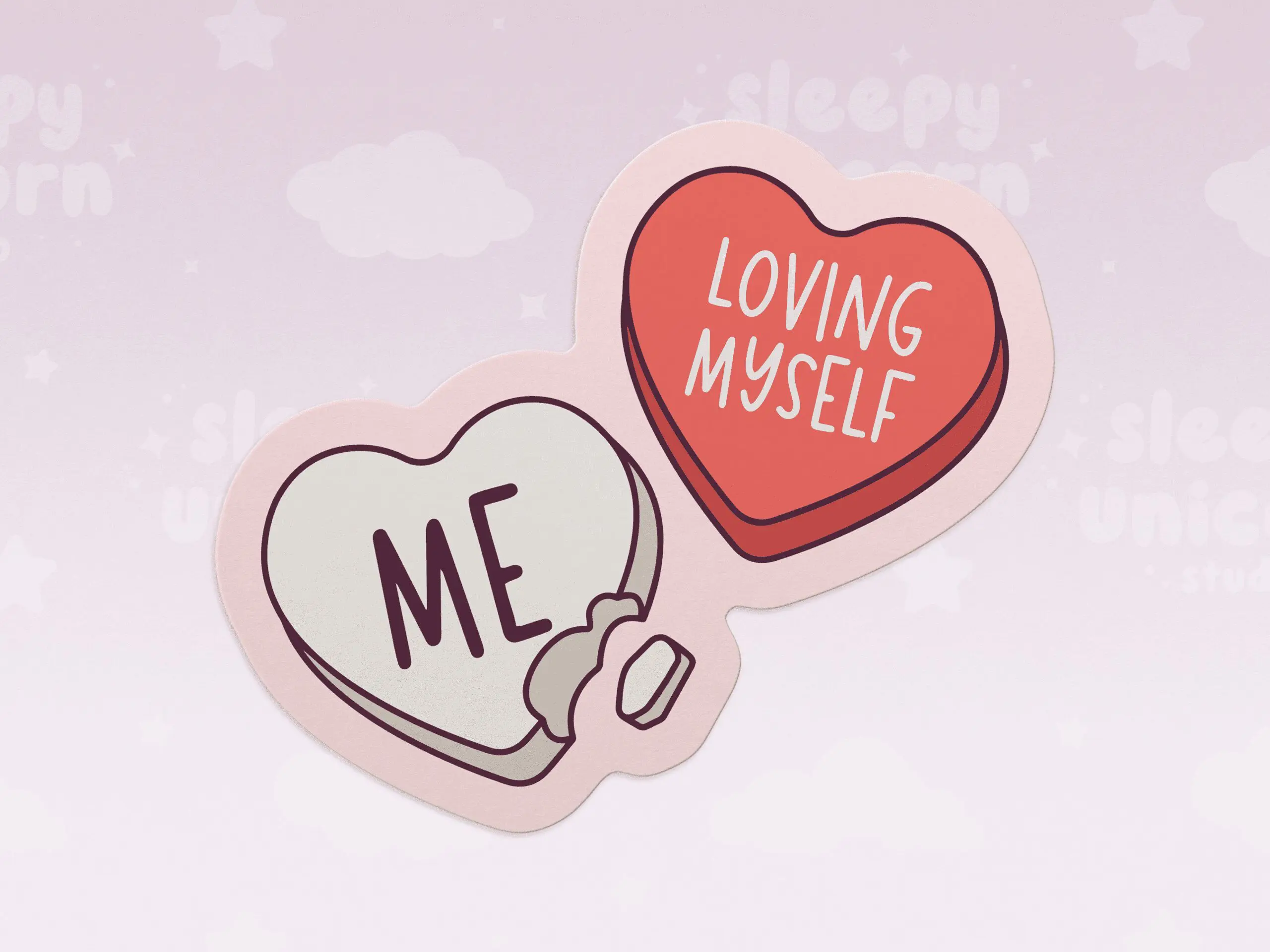 Loving Myself Candy Hearts Sticker