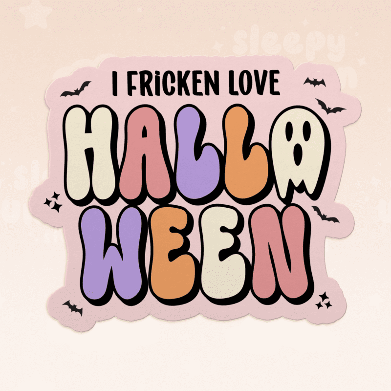 I Fricken Love Halloween Sticker