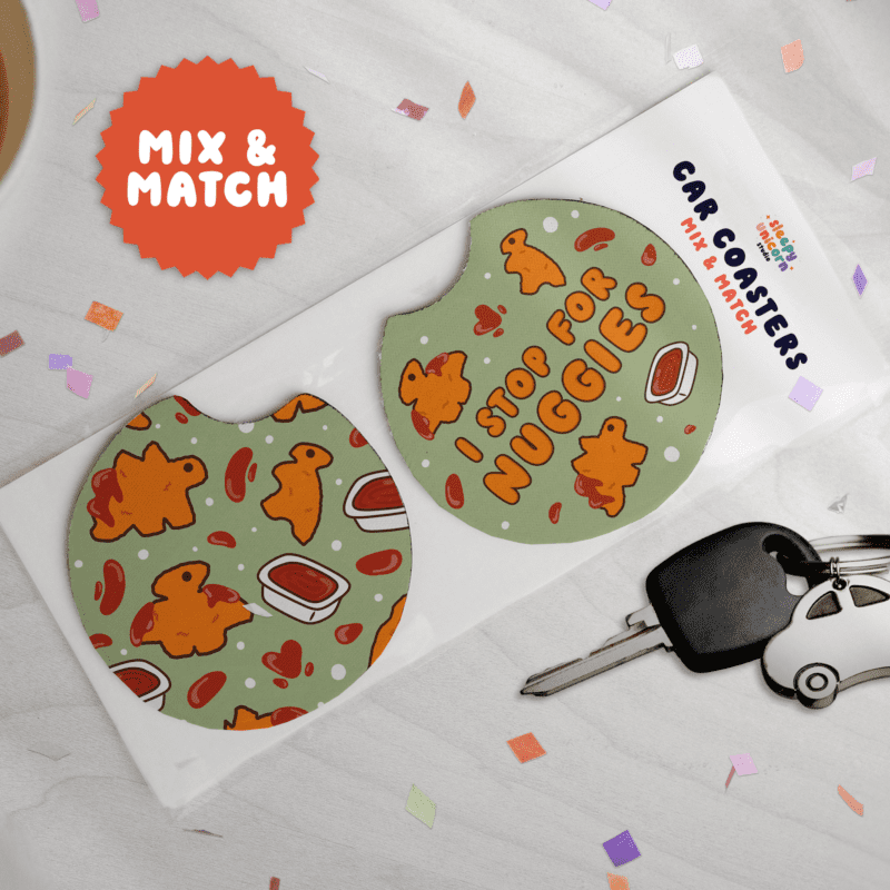 Dino Nuggies Car Coasters - Green