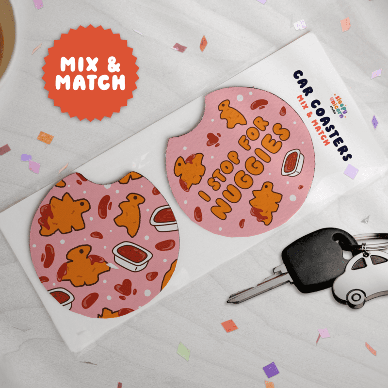 Dino Nuggies Car Coasters - Pink