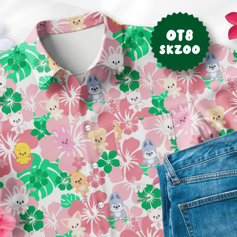 SKZOO Hawaiian Shirt - Pink and Green