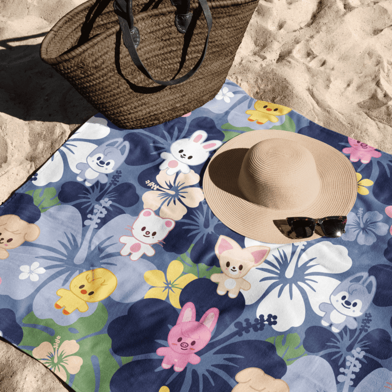 SKZOO Hawaiian Beach Towel - Blue/Periwinkle