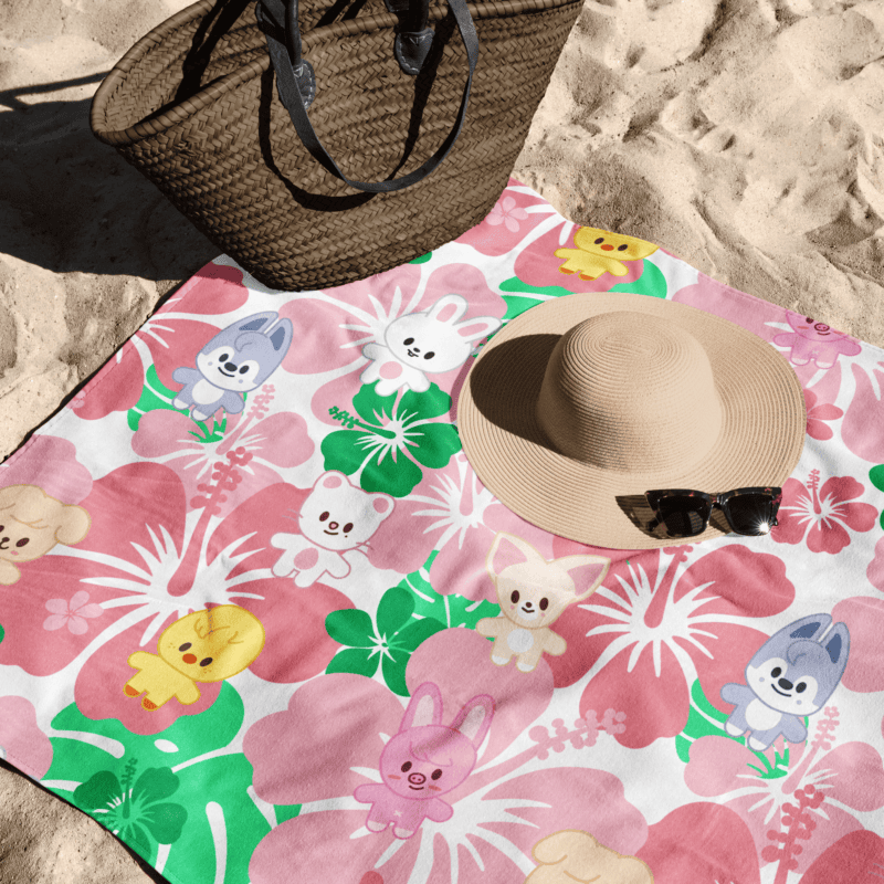 SKZOO Hawaiian Beach Towel - Pink/Green